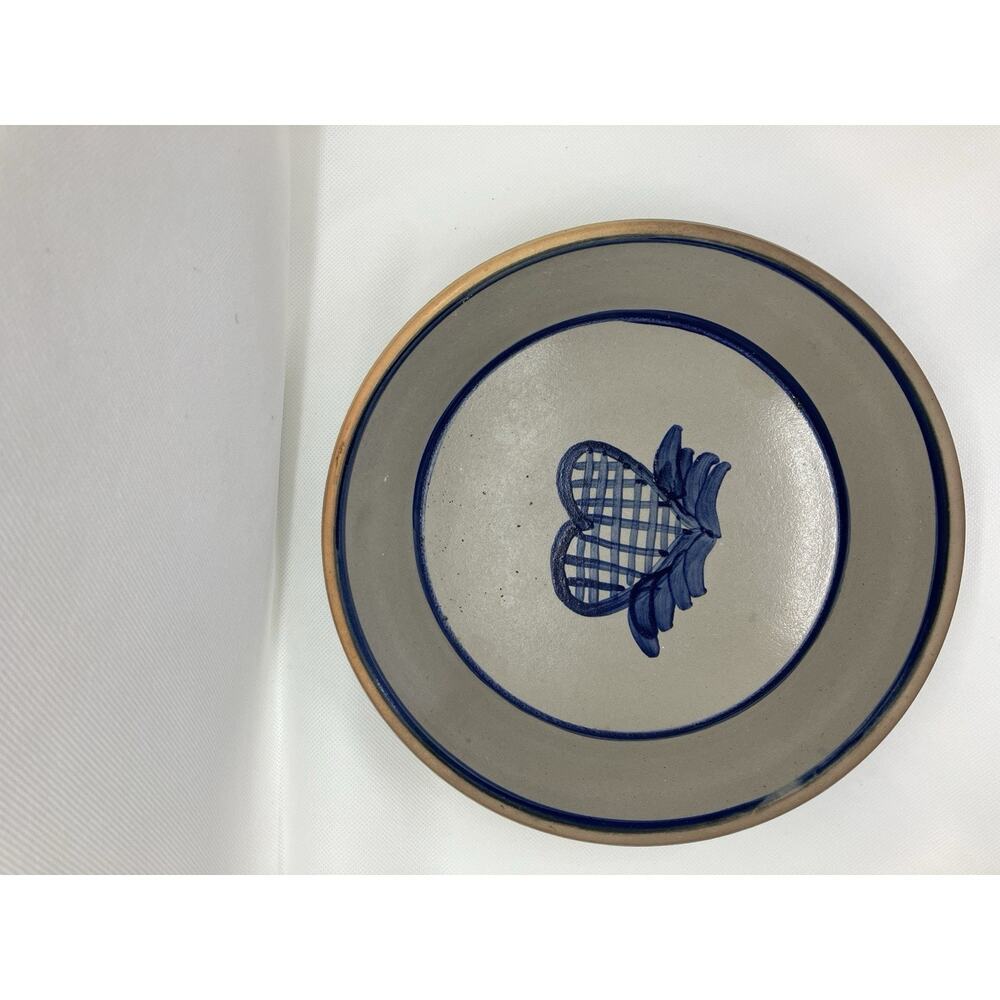 BBP Salt Glaze Pottery Pie Dish Cobalt Blue Gray Glaze Beaumont Brothers Pottery